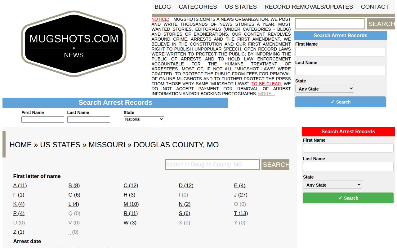 Douglas County Missouri unofficial mugshot news index